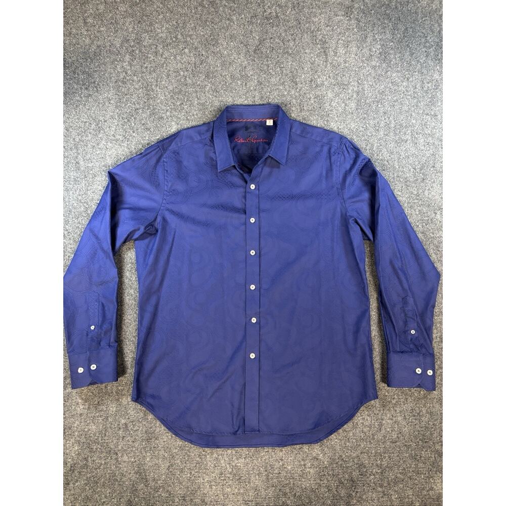 Robert Graham Mens Classic Fit Paisley Blue Long Sleeve Shirt Large